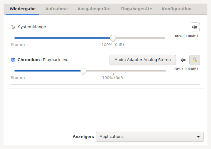 pavucontrol: Wiedergabe